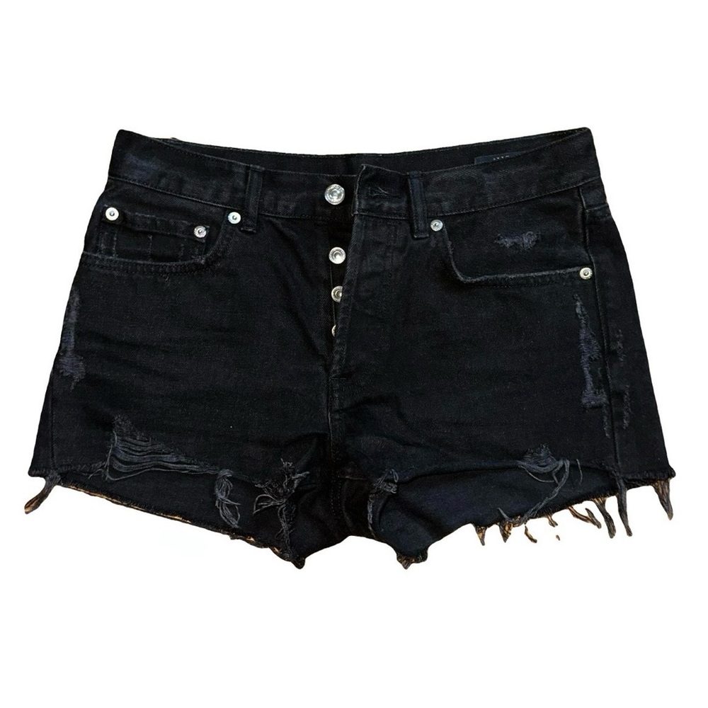 Allsaints Black Distressed Denim Shorts